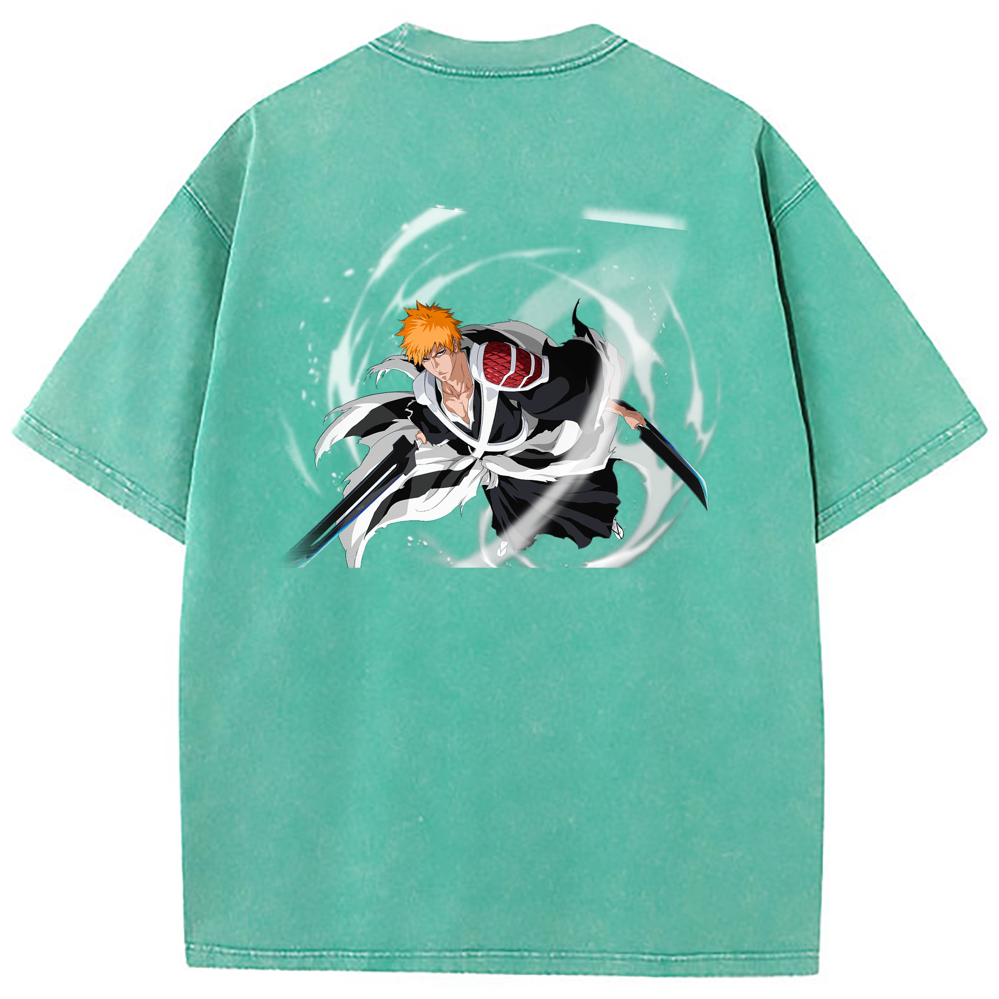（画像用） ブリーチ 黒崎一護（くろさき いちご）BLEACH Kurosaki Ichigo 綿100% ヴィンテージ風 半袖Tシャツ（背面プリント）